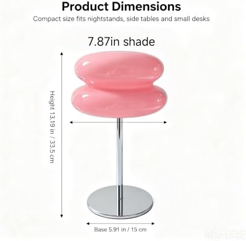 Bedroom Mushroom lamp, Medieval Modern Bedside Table lamp, dimmable Retro Egg Tart Headlight, Unique Home Mushroom Decoration Aesthetic Lovely Living Room Desk lamp (Pink) - Image 2