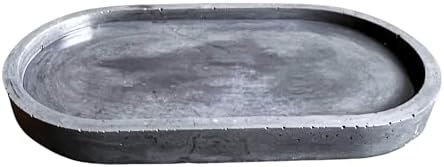 Oval Concrete Tray, Jewelry Holder, Vanity Tray, Cement Tray, Coffee Table Tray, Decorative Tray, Jewlery Tray, Bathroom Tray, Minimalist (6.87" L, Dark Gray) by Unknown