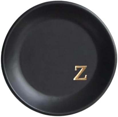 COLLECTIVE HOME - Ceramic Jewelry Tray, Decorative Trinket Dish for Rings Earrings Necklaces Bracelet Watch Keys, Birthday Mother's Day Christmas Gift for Women, 4.75", Black Surface (z) by COLLECTIVEHOME