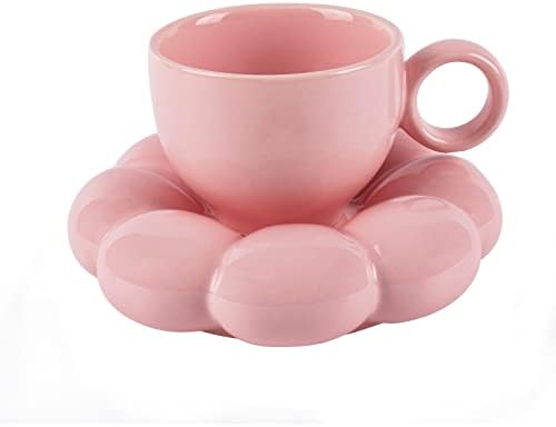 Koythin 6.5oz Sunflower Saucer Mini Ceramic Mug, Pink Mother’s Day Cup - Image 3