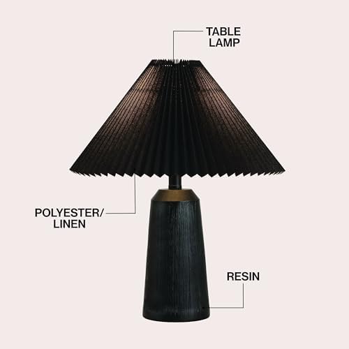JONATHAN Y Arvid Table Lamp 20.5" Resin Metal Bedside, Black Wood Finish - Image 4