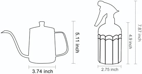 OFFIDIX Watering Can for Indoor Plants Long Spout Metal Stainless Steel 21 oz Small Watering Can with 14 oz Glass Plant Mister Spray Bottle for Plants Bonsai - Image 2