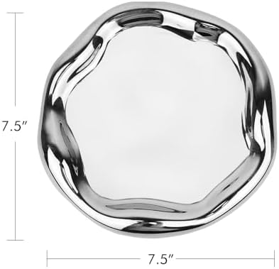 Silver Tray Decorative Vanity Tray Bathroom Tray Ceramic Jewelry Dish - Image 4