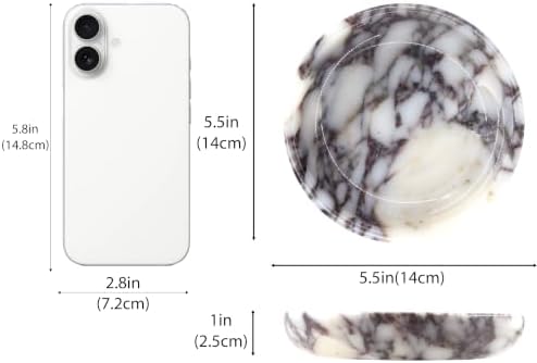 Small Natural Marble Jewelry Tray Key Plate Holder Dish Trinket Decor Catch All Bowl for Ring Earring Stone Gift for Women Daugther,Calacatta Viola,5.5" - Image 2