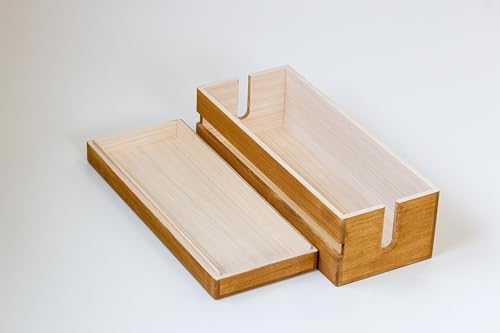 Paulownia Wood Cable Management Box – Handmade Cord Organizer for Power Strips, Chargers & Routers, Minimal Japanese Cable Storage, Made in Japan by Masuda - Image 2