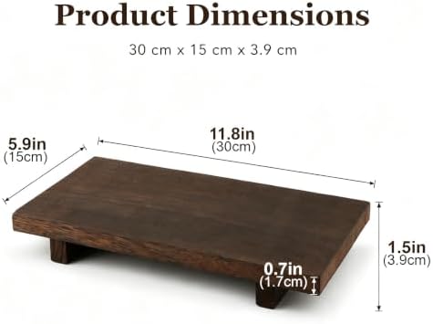 11.8 x 6 Inch Large Solid Wood Elevated Riser Pedestal Stand, Rustic Farmhouse Decorative Display Tray for Kitchen Counter Sink Bathroom Vanity, Holds Soap Plants Candles Perfume Bottles, Brown - Image 2