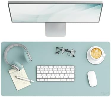 Smead Vegan Leather Desk Pad Mat, Office Desk Mat, Medium, Superior Blue by SMEAD