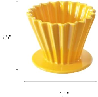 Needzo Pour Over Coffee Dripper Yellow Ceramic Slow Brewing Accessories for Home, Cafe, Restaurants, Reusable Barista Brew Cup, 4.5 x 3.5 - Image 6