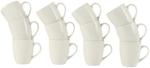 Gibson Home Great Essentials 12 Ounce Porcelain Coffee Mugs - Set of 12 - Cups for Latte, Hot Tea, Cappuccino, Mocha, Espresso, Cocoa by GibsonHomewares