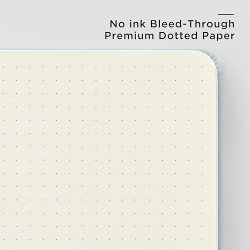 &And Per Se Dotted Notebook with Pen, A5 Hardcover Dotted Journal, 160 Pages 100GSM Thick Paper Dot Grid Journal with Fineliner Pen (Cyan) - Image 4