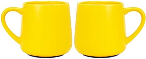 Bosmarlin Glossy Ceramic Coffee Mug, Tea Cup for Office and Home, 18 oz, Suitable for Dishwasher and Microwave(Yellow, 2) by Bosmarlin