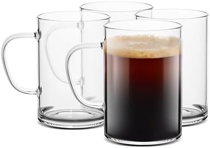 LUXU Glass Coffee Mugs, 16 oz Ice coffee cups,Large Beer Mugs Set of 4 by LUXU