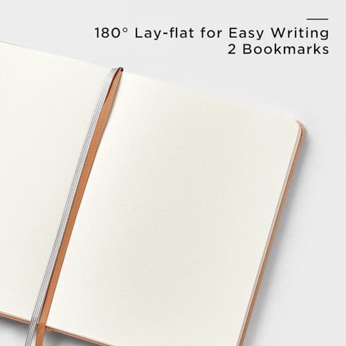 &And Per Se Dotted Journal Notebook, A5 Hardcover Leather Dotted Journal, 160 Pages 100gsm Thick Dot Grid Paper, 3 Sheets of Stickers Included - 5.7'' x 8'' (Light Brown) - Image 3