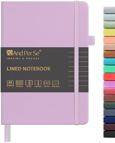 &And Per Se Lined Journal Notebook, 160 Pages, A5 5.7 x 8 inches College Ruled Thick Paper Notebook Journals for Writing, Hardcover Notebooks for Women Men Office School (1 Pack, Lavender) by AndPerSe