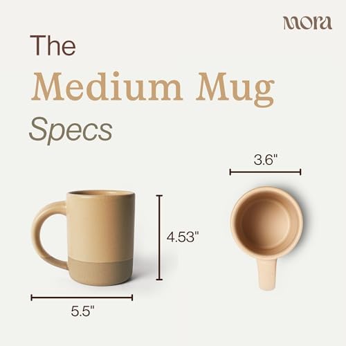 MORA Medium Mugs Set of 4, 16oz Ceramic Pottery Latte Mugs/Coffee Cups - Microwave and Dishwasher Safe - Merrigold - Image 2