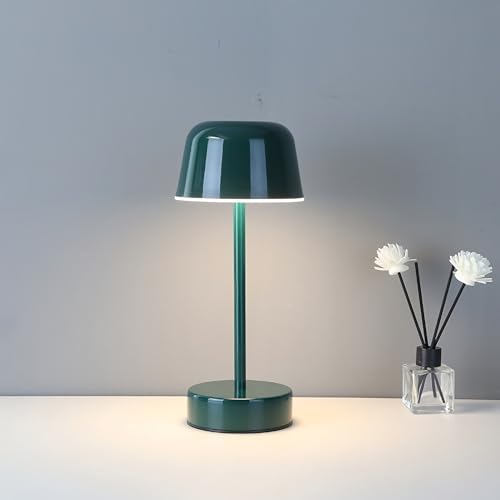 Rechargeable Table Lamp Cordless, Portable Mushroom Table Lamp with USB Port, Tri Color Dimmable Touch Lamps for Bedrooms, Nightstand, Dining Table, Living Room, Dark Green - Image 3