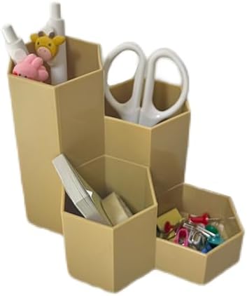 Pencil Organizer Pen Holder for Desk Pens Cup Small Desk Organizer Cute Pen Holder for Office,School and Home (Beige, L-Shape) by Saikvi