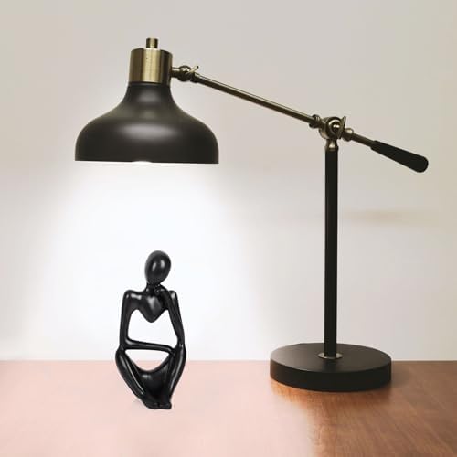 Sandstone Resin Thinker Statue Style Abstract Sculpture, Black, Right - Image 3