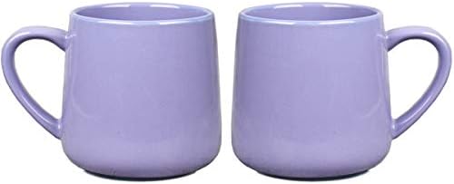Bosmarlin Glossy Ceramic Coffee Mugs Set of 2, Tea Cup for Office and Home, 18 oz, Suitable for Dishwasher and Microwave(Purple, 2) by Bosmarlin