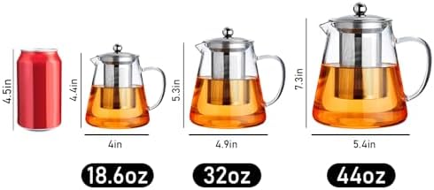 PARACITY Glass Teapot Stovetop 18.6 OZ, Borosilicate Clear Tea Kettle with Removable 18/8 Stainless Steel Infuser, Teapot Blooming and Loose Leaf Tea Maker Tea Brewer for Camping, Travel (550ML) - Image 3