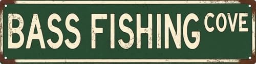 Bass Fishing Metal Sign 4x16 Inch Wall Decor for Home Bar for Man Cave & More Durable Metal Art for Sports Enthusiasts by LMDDFZS
