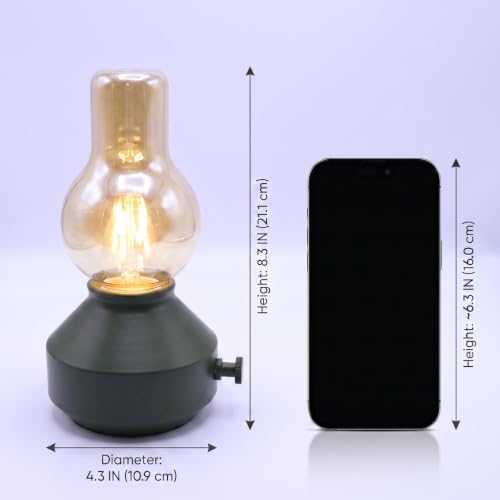 Vintage Rechargeable Cordless Small Table Lamp, Rotary Dimmable Control - Image 4