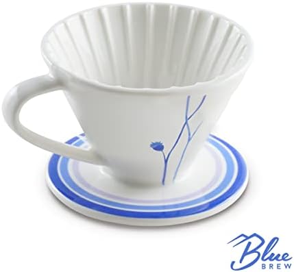 BLUE BREW Ceramic Pour Over Coffee Dripper, Size 01 Cone Coffee Maker (1-2 Cups), Manual Brew Maker, Dishwasher Safe, Portable Slow Brewing Accessories for Home, Travel, Camping, and Office (BB1001) - Image 2