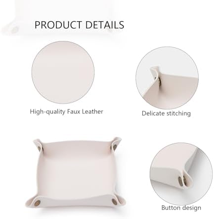 Canvas Storage Tray Cotton Key Catchall Stylish Organizer for Small Items Lightweight Design (Beige,Small) - Image 4