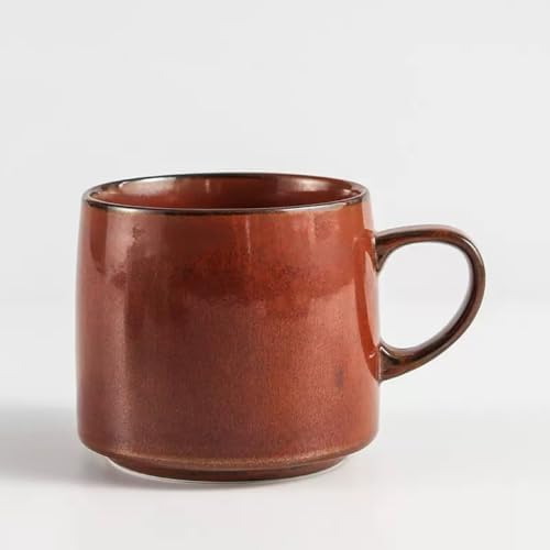 12oz Japanese Style Minimalistic Asian Rustic Ceramic Pottery Coffee Mug, Lead-Free Glaze earthen Tea Mug,Tea cup with handle, stoneware mugs for home and office, Microwave and Dishwasher Safe (Red) by Unknown