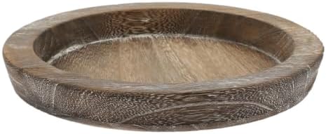 Xmas Wooden Round Decorative Tray for Coffee Table Centerpiece Decor by TOYANDONA