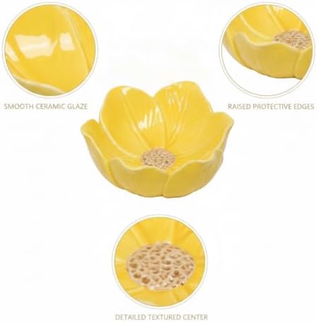 Ceramic Tulip Flower Catchall Tray, Small Jewelry & Key Organizer for Vanity Desk, Compact Decorative Dish with Raised Edges - Image 6