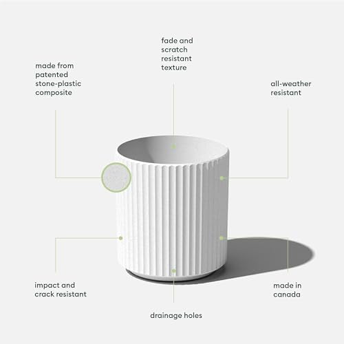 Veradek Demi Series Round Planter for Porch, Patio, Backyard | Durable Plastic-Concrete Material | Modern Décor for Tall Plants, Flowers - Image 2