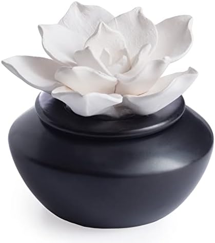 Airomé White Flower, Porcelain Passive Essential Oil Diffuser (with 15ml Peppermint Essential Oil) – Non-Electric, Battery-Free, Improves Sleep, and Relieves Stress by Airom%C3%A9