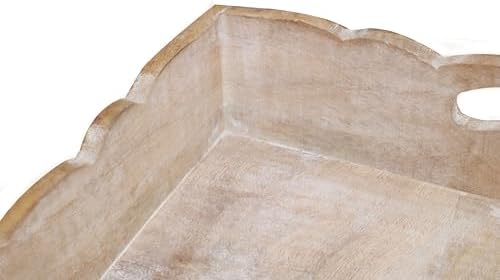 COTTON CRAFT Hand Carved Wooden Serving Tray - Breakfast Tray with Handles - Image 4