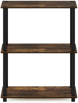 Furinno TURN-S-TUBE Storage Shelves, 3-Tier Book Shelf, Corner Shelf, Toolless Open Shelves, for Organization and Storage, Living Room, Garage, Home Office, Amber Pine - Image 5