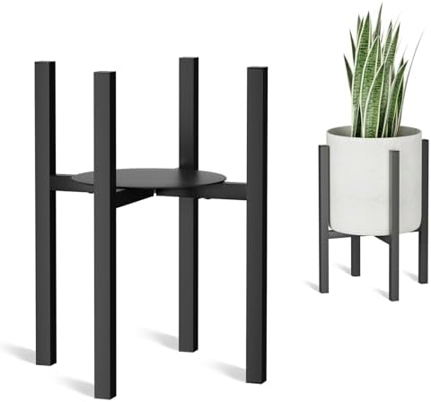 Linpla Adjustable Metal Plant Stand Indoor Outdoor - Fits 8 to 12 Inches Pots - Mid Century Modern Planter Stand Single Floor Flower Pot Holder Home Decor for Gardening Gifts by Linpla