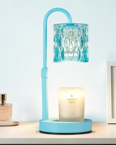 CASTLELIFE Dimmable Candle Warmer Lamp with Timer, Height Adjustable Candle Warmer for Jar Candles,for Home Decor House Warming Gifts, Birthday Gifts for Women,Lake Blue-Glass by CASTLELIFE