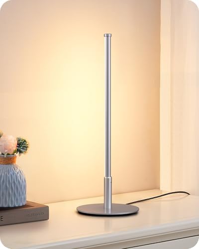 EDISHINE LED Table Lamp, Modern Desk Lamps for Living Room, Silver by EDISHINE