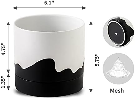 Nihow Ceramic Plant Pot,6 Inch Planter with Drainage Hole&Saucer for Indoor - Image 2