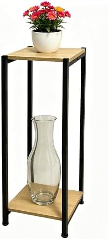 Dipion 31 Inch Tall Plant Stand Indoor,2 Tier Pedestal Stand,Yellow Oak by CozyTimes