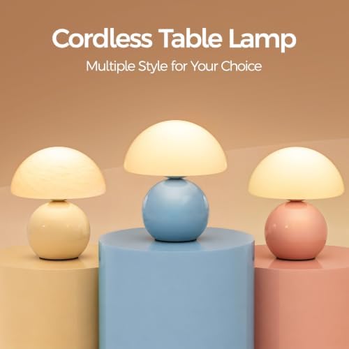 NIORSUN Mushroom Lamp Table Lamp for Bedroom, Portables Cordless Table Lamp,Wireless lamp,Small Bedside Table Touch Lamps for Living Room,Mini Mushroom 5200mAh Battery Operated Lamp Modern Pink - Image 6