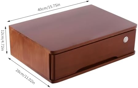1-Tier Desktop Storage Box with Lockable Drawer, Wooden Desk Organizer for Office Supplies, Flat File Cabinet, Minimalist Design for Home & Office Use(Walnut) - Image 3