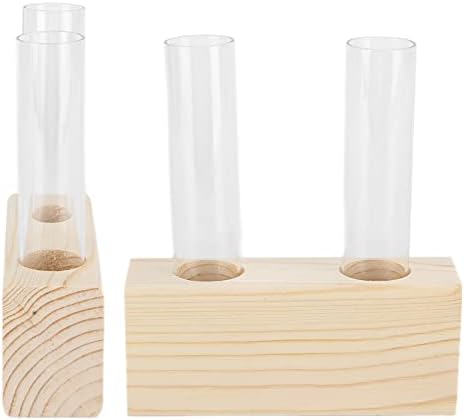 Eujgoov Propagation Vase Double Tube, Wood Stand Glass Planter - Image 7