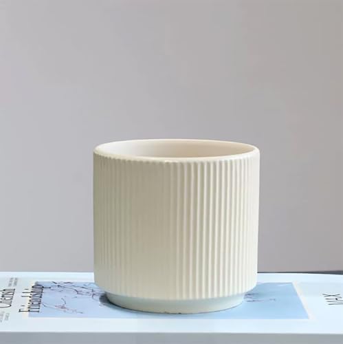 Ceramic 4.9+6.3 inch Planters, Modern Home and Office Flowerpot, Indoor and Outdoor Flowerpot with Drainage Hole (Light Yellow) - Image 6