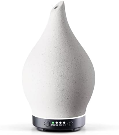 Porseme 150ml Essential Oil Diffuser Ceramic Color Changing Aroma Air Diffusers Aromatherapy Ultrasonic Cool Mist Humidifier 6 Running Hours for Sleeping Yoga Office Spa(White Ceramic, Black Base) by Porseme
