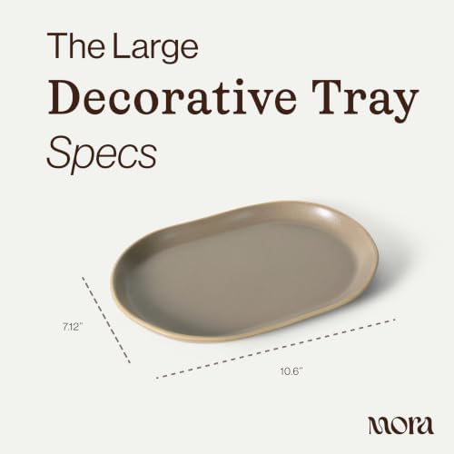 Mora Ceramic Decorative Tray - 10.6in Dish for Jewelry, Soap Dispenser, Perfume, Makeup, Accessories, Candle, in the Bathroom Vanity, Bedside, or Kitchen Counter. Cute Organizers - Dusk - Image 2