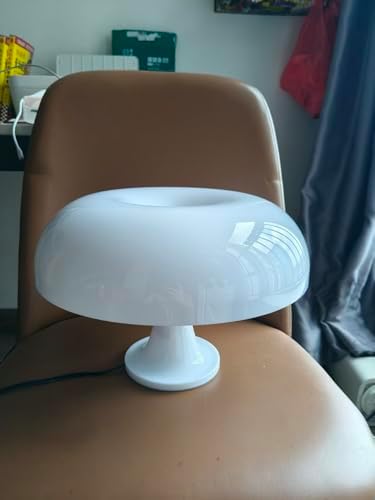 White Mushroom Lamp, Mid Century Modern Table Lamp for Bedroom, Minimalist Mushroom Decor Bedside Small Lamps, 2700K(Bulb Included, Plug Powered) - Image 2