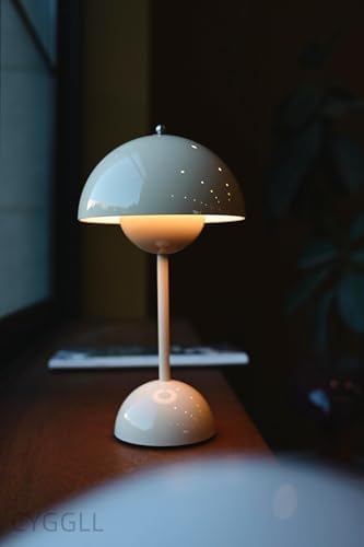 Flower Bud Lamp, Cordless Rechargeable Mushroom Table Lamp, Cream Grey - Image 3
