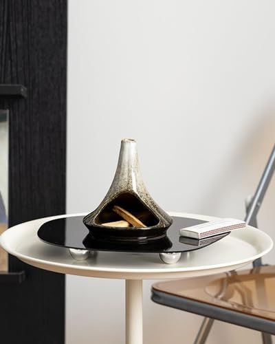 Ceramic Palo Santo Holder & Ash Catcher with Mini Chimney, Incense Holder & Sage Burner, Wabi-Sabi Home Decor for Meditation & Yoga (Ash Stone) - Image 3