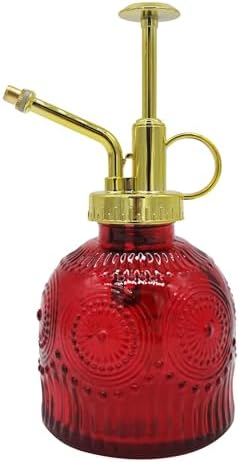 Glass Plant Mister Spray Bottle, 230ML Vintage Plant Spritzer, Succulent Watering Bottle Glass with Top Pump, Small Plants Sprayer Watering Can for Indoor Outdoor House(Red) by VKSG